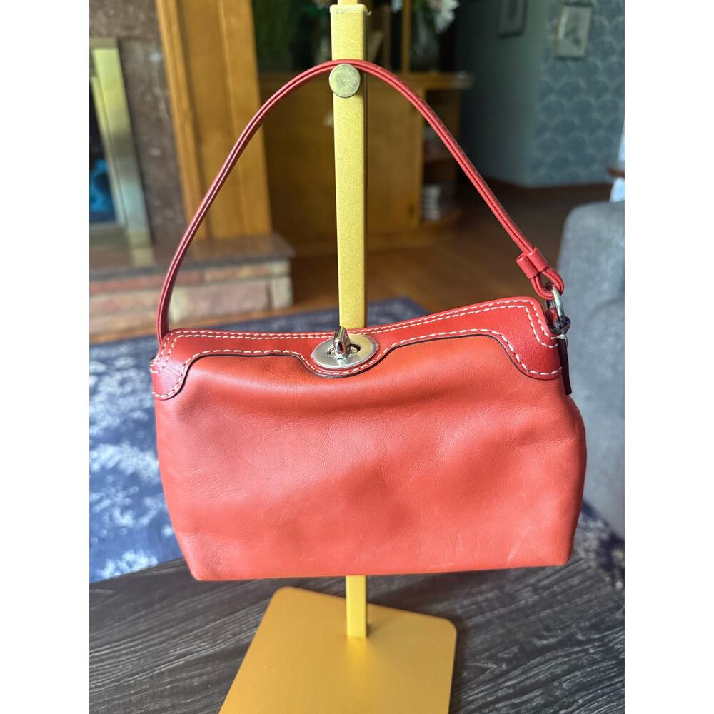 Vintage Coach Orange Red Genuine Leather Convertible Wristlet